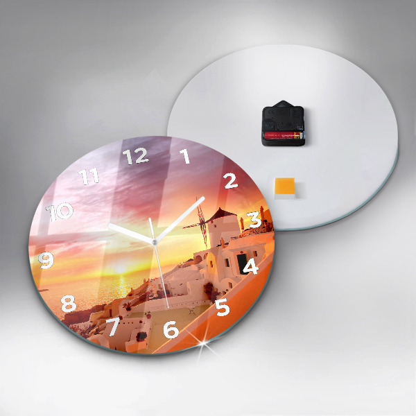 Orologio rotondo Vecchio mulino a vento a Santorini