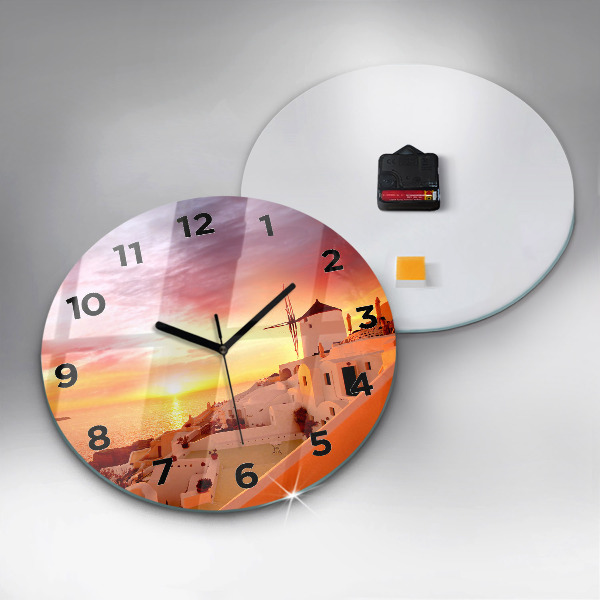 Orologio rotondo Vecchio mulino a vento a Santorini