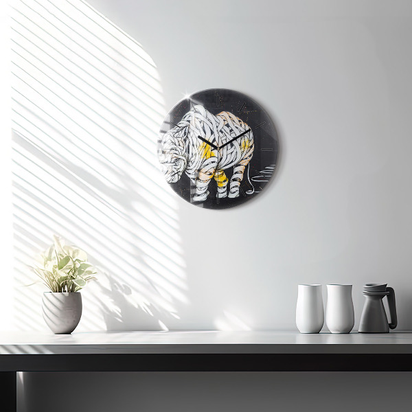 Orologio rotondo Rinoceronte astratto