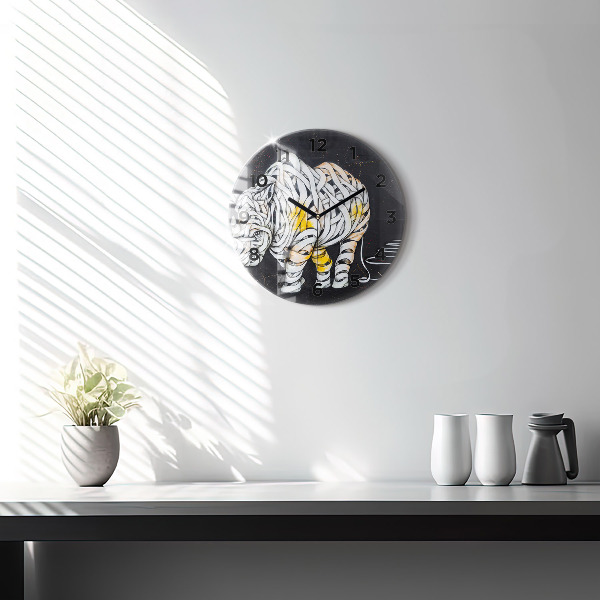Orologio rotondo Rinoceronte astratto