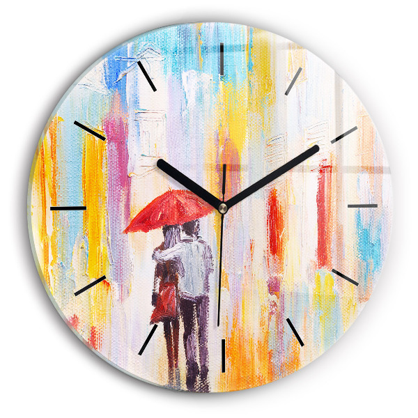 Orologio rotondo Coppia sotto la pioggia