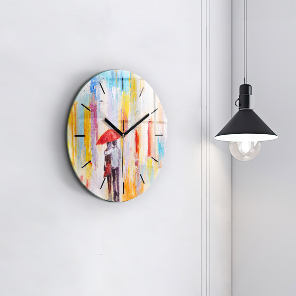 Orologio rotondo Coppia sotto la pioggia