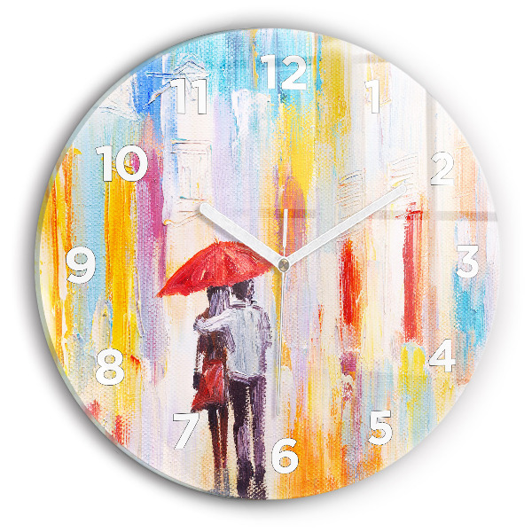 Orologio rotondo Coppia sotto la pioggia