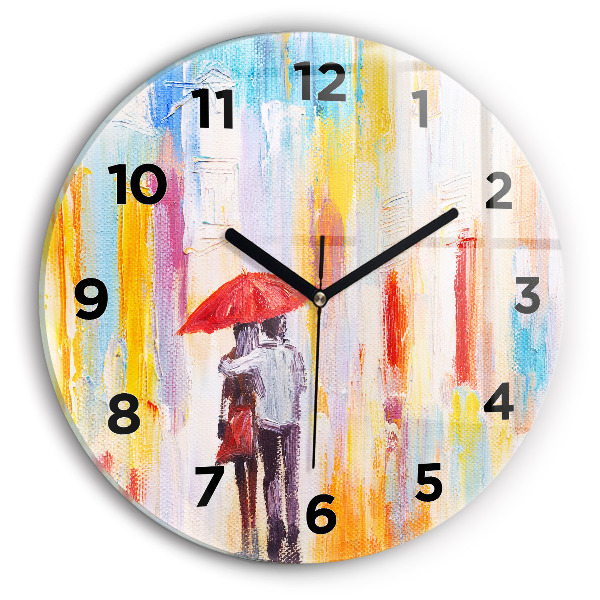 Orologio rotondo Coppia sotto la pioggia