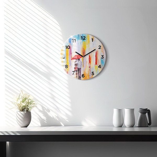 Orologio rotondo Coppia sotto la pioggia