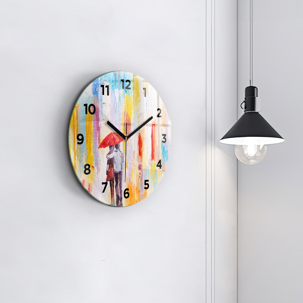 Orologio rotondo Coppia sotto la pioggia