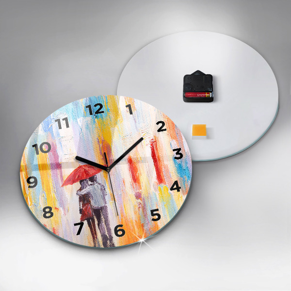 Orologio rotondo Coppia sotto la pioggia
