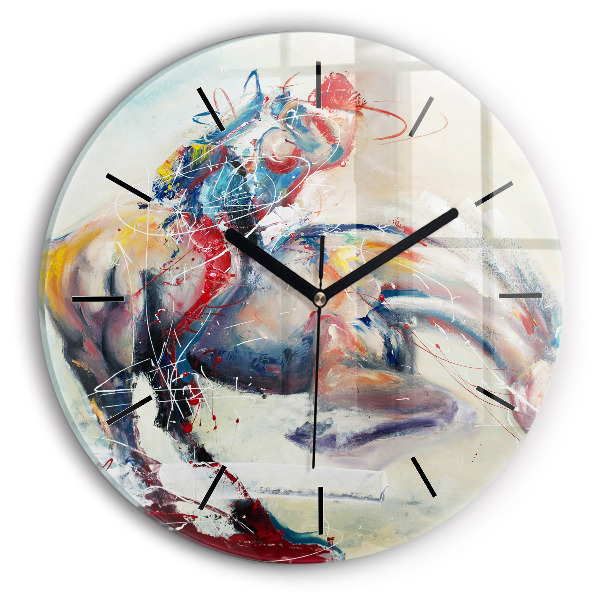 Orologio rotondo in vetro Illustrazione di cavalli al galoppo