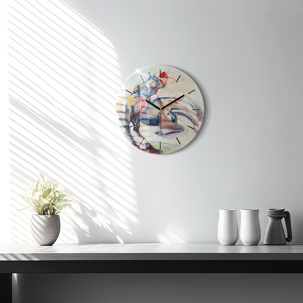 Orologio rotondo in vetro Illustrazione di cavalli al galoppo