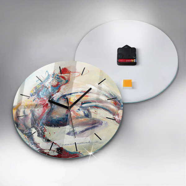 Orologio rotondo in vetro Illustrazione di cavalli al galoppo