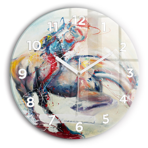 Orologio rotondo in vetro Illustrazione di cavalli al galoppo