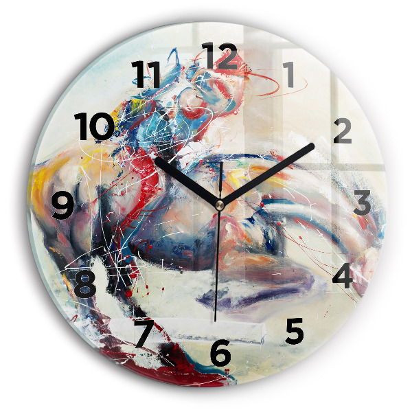 Orologio rotondo in vetro Illustrazione di cavalli al galoppo