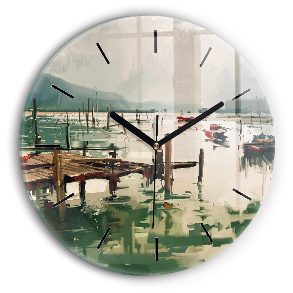 Orologio rotondo Barche da pesca nel porto