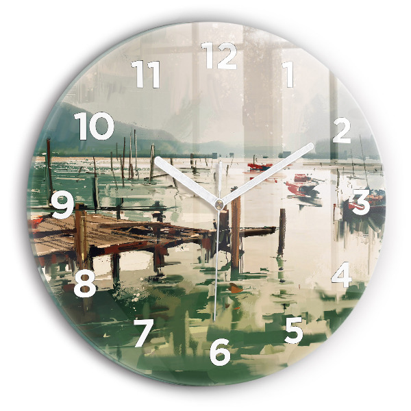 Orologio rotondo Barche da pesca nel porto