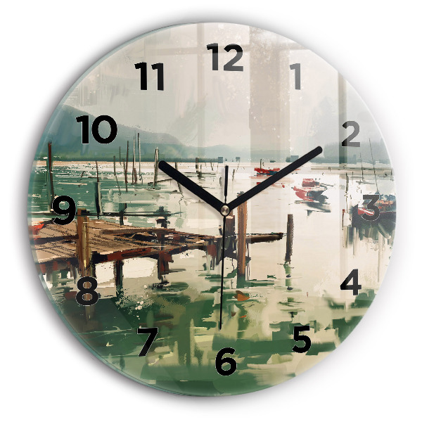 Orologio rotondo Barche da pesca nel porto