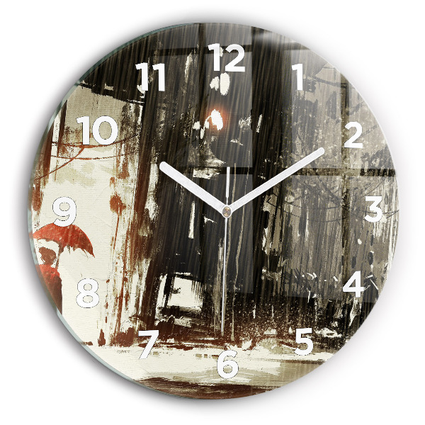 Orologio rotondo Donna in una notte piovosa