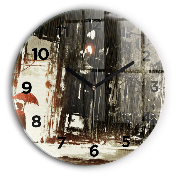 Orologio rotondo Donna in una notte piovosa
