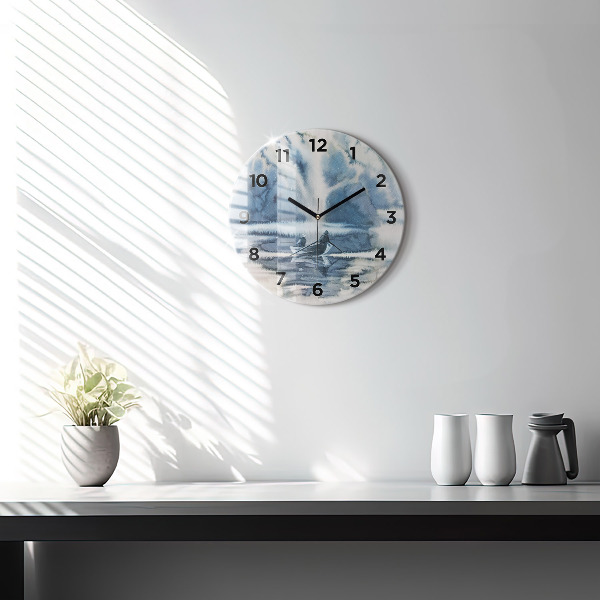 Orologio rotondo Lago invernale Łódka