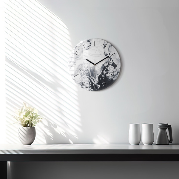 Orologio rotondo Marmo inchiostro astratto