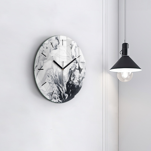 Orologio rotondo Marmo inchiostro astratto