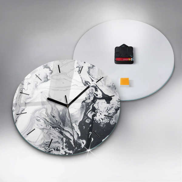 Orologio rotondo Marmo inchiostro astratto