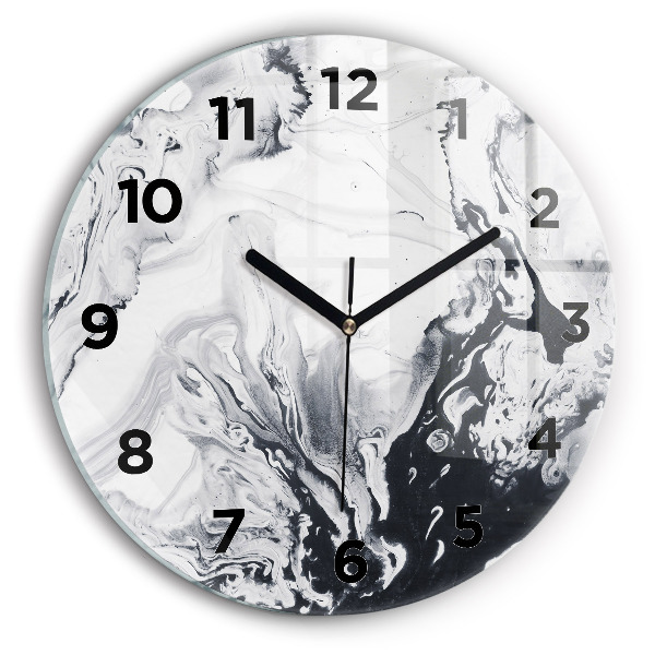 Orologio rotondo Marmo inchiostro astratto