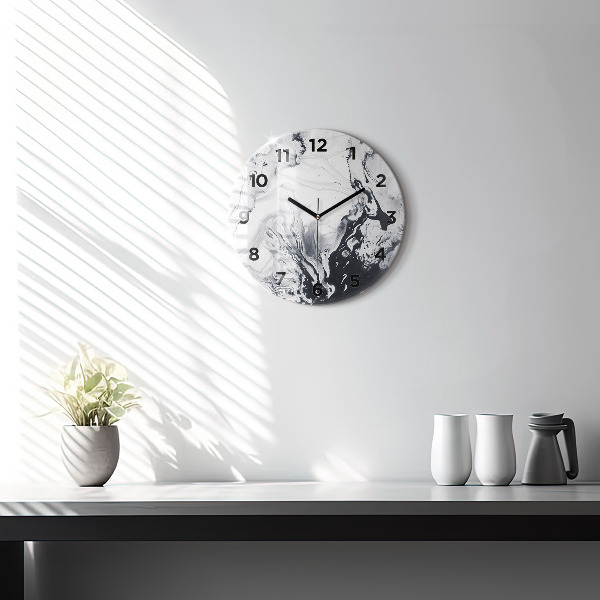 Orologio rotondo Marmo inchiostro astratto