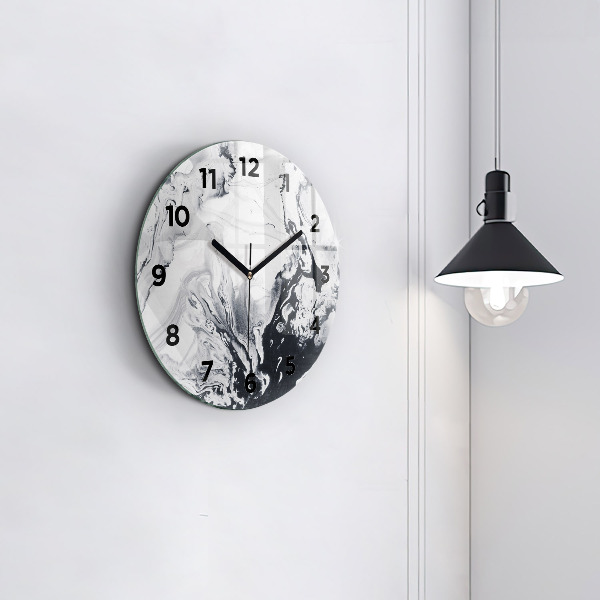 Orologio rotondo Marmo inchiostro astratto
