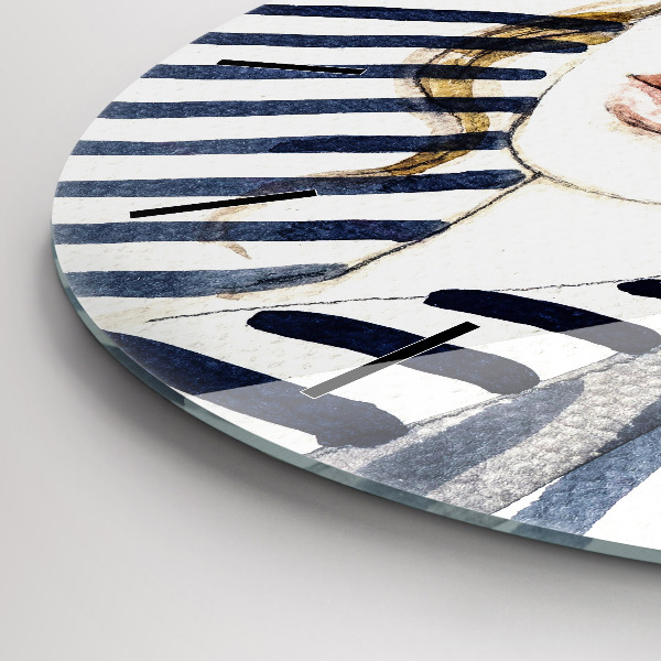 Orologio rotondo Faccia con occhiali e cappello