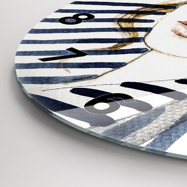 Orologio rotondo Faccia con occhiali e cappello