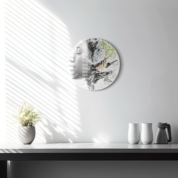 Orologio rotondo Volto di donna astratto
