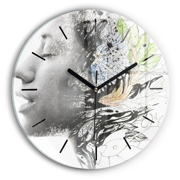 Orologio rotondo Volto di donna astratto