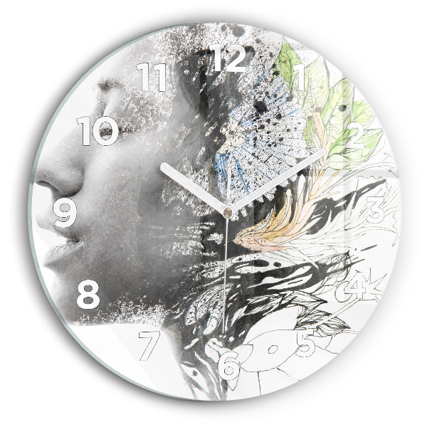 Orologio rotondo Volto di donna astratto
