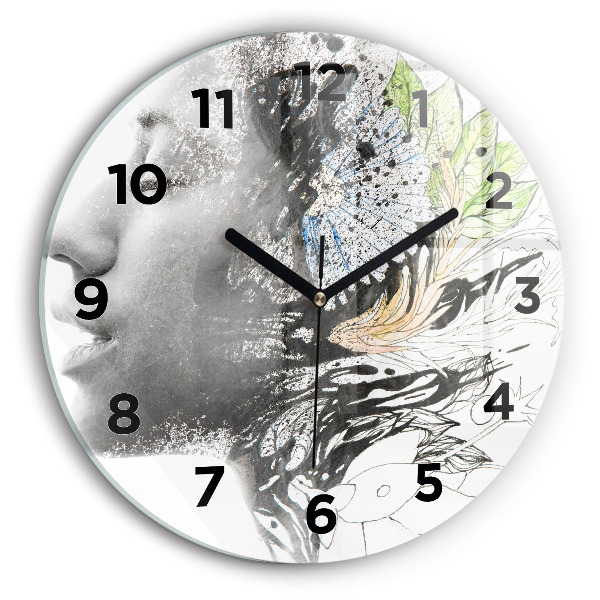 Orologio rotondo Volto di donna astratto