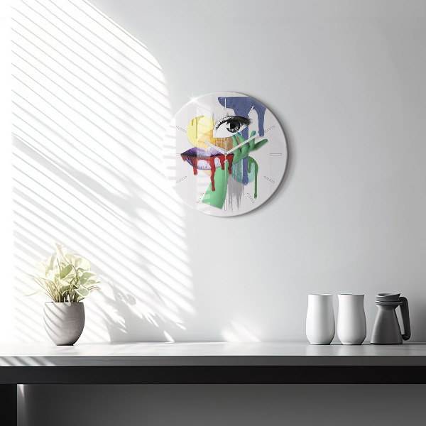 Orologio rotondo collage surrealista