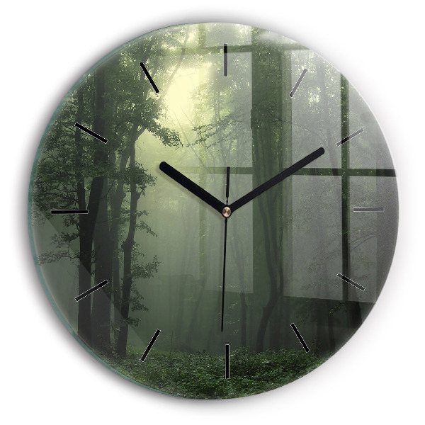 Orologio rotondo Foresta nebbiosa al mattino