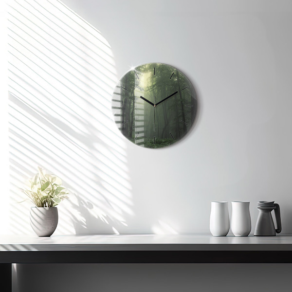Orologio rotondo Foresta nebbiosa al mattino