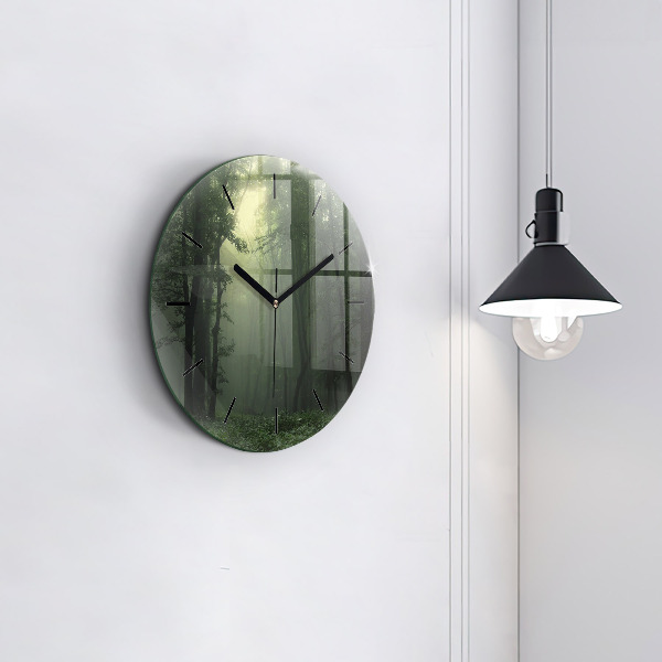 Orologio rotondo Foresta nebbiosa al mattino
