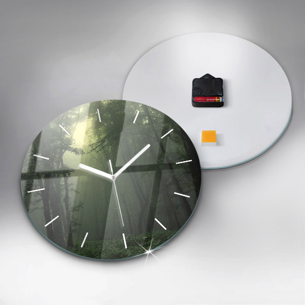 Orologio rotondo Foresta nebbiosa al mattino