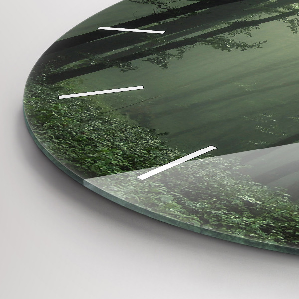 Orologio rotondo Foresta nebbiosa al mattino