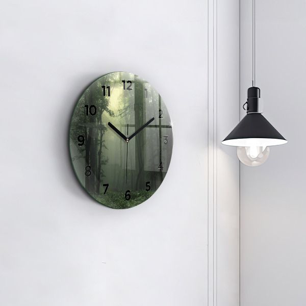 Orologio rotondo Foresta nebbiosa al mattino