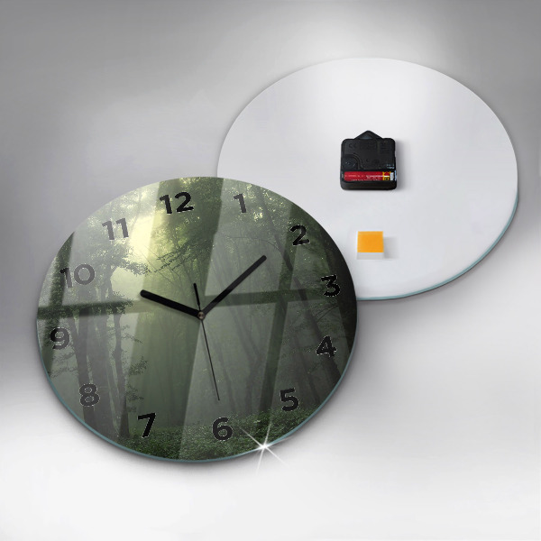 Orologio rotondo Foresta nebbiosa al mattino