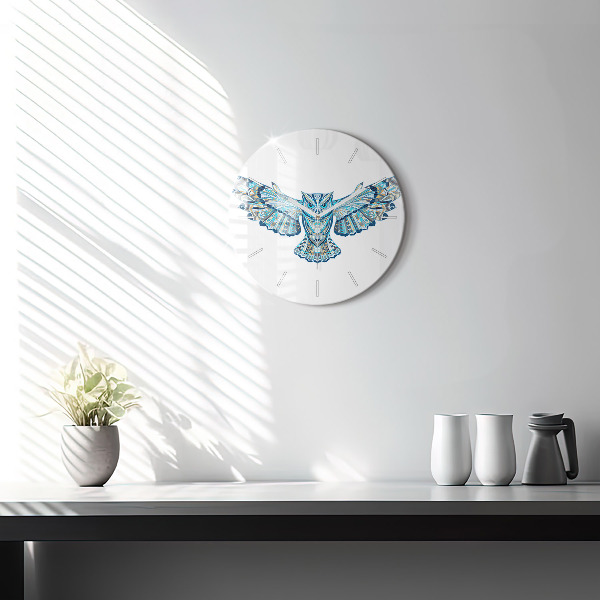 Orologio rotondo in vetro Gufo in volo