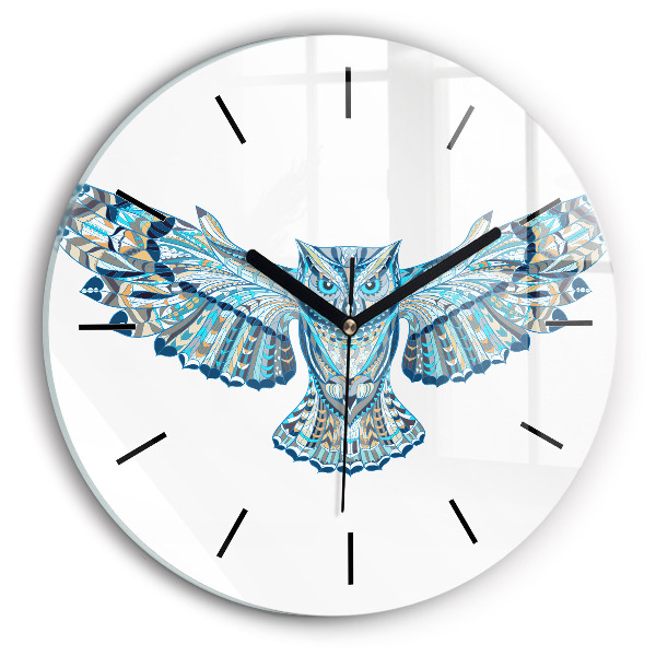 Orologio rotondo in vetro Gufo in volo