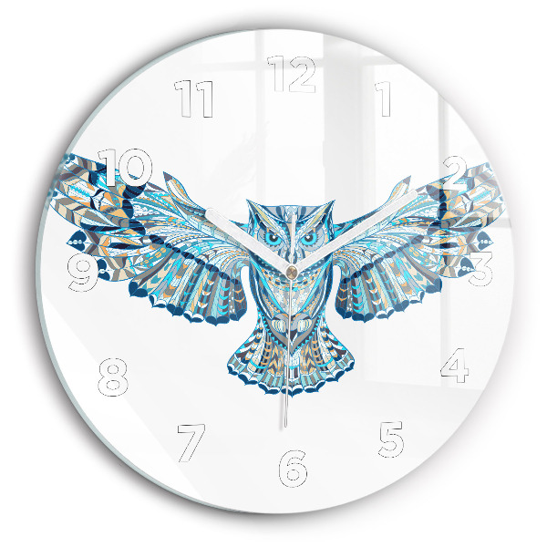 Orologio rotondo in vetro Gufo in volo