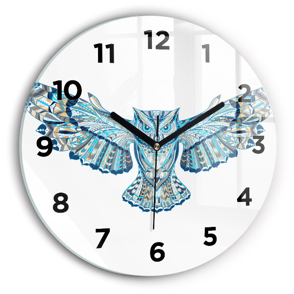 Orologio rotondo in vetro Gufo in volo