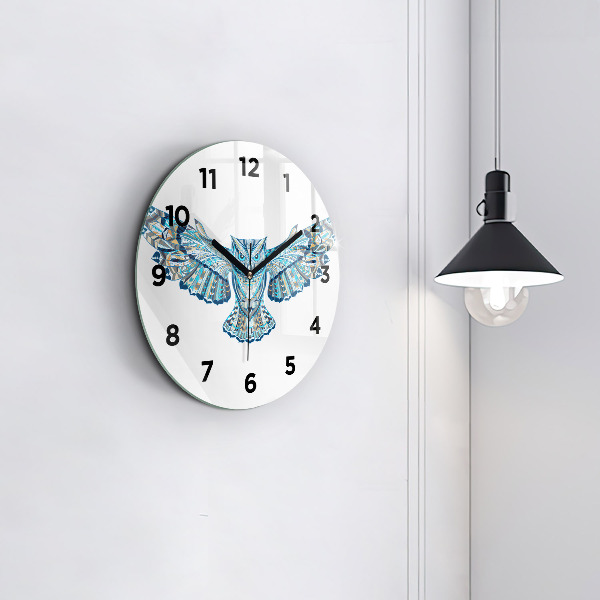 Orologio rotondo in vetro Gufo in volo