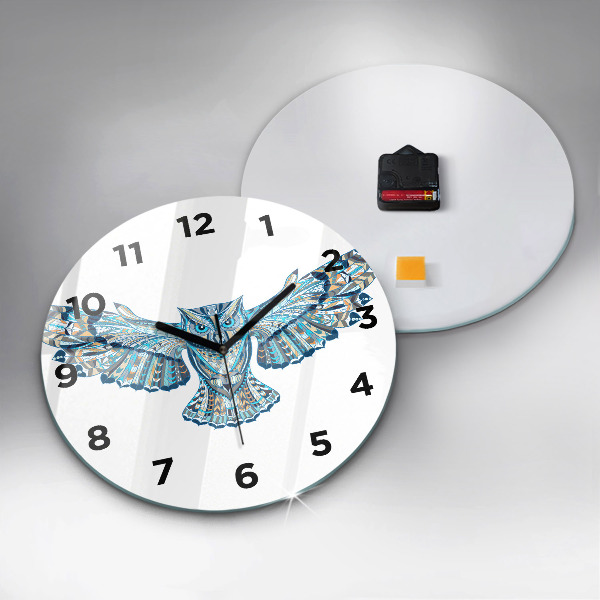 Orologio rotondo in vetro Gufo in volo