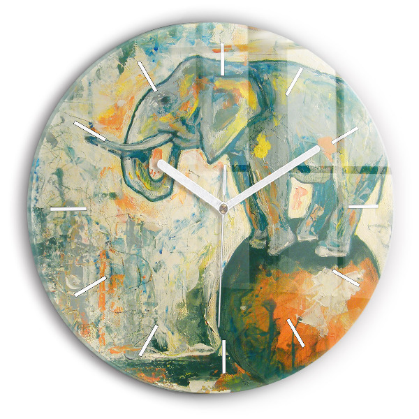 Orologio rotondo Postura dell'elefante dipinta