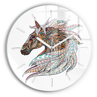 Orologio rotondo in vetro Illustrazione di cavallo